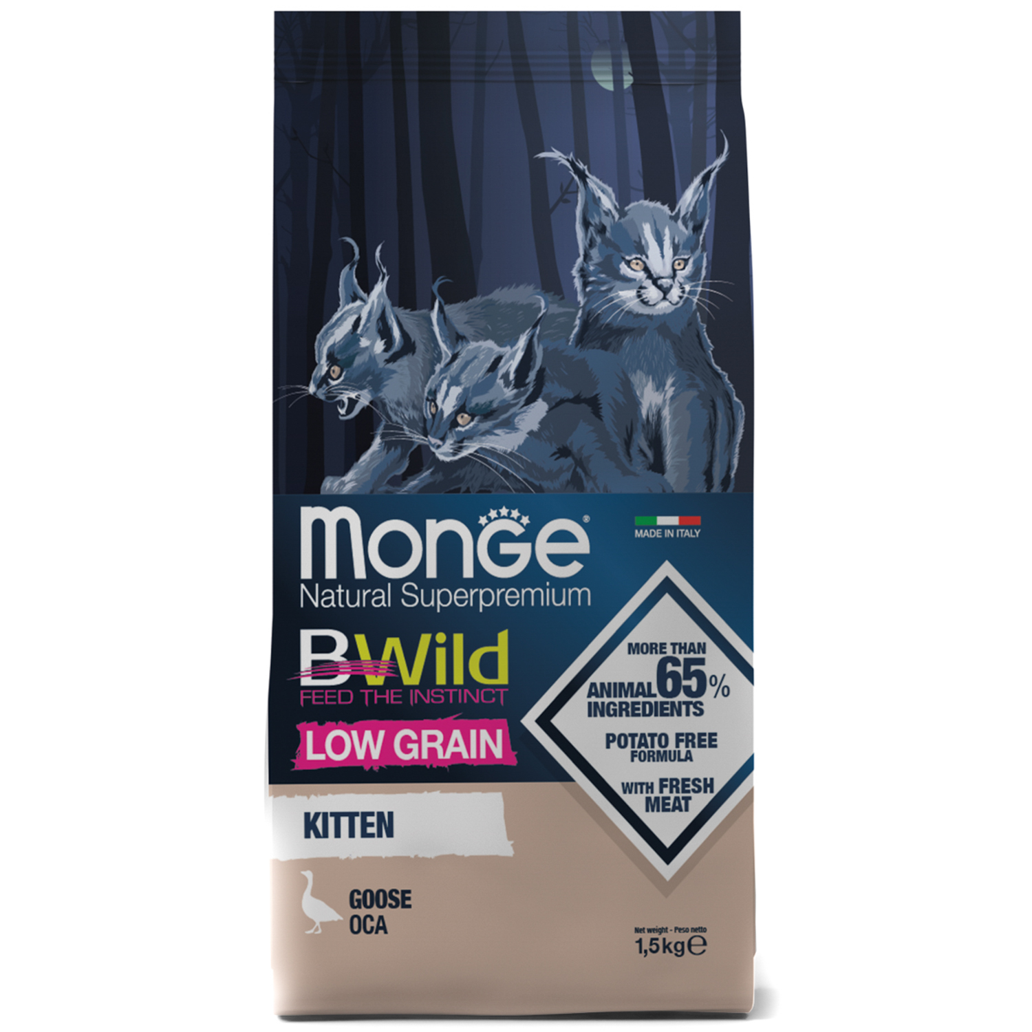 Monge BWild Low Grain для котят ( с гусем)