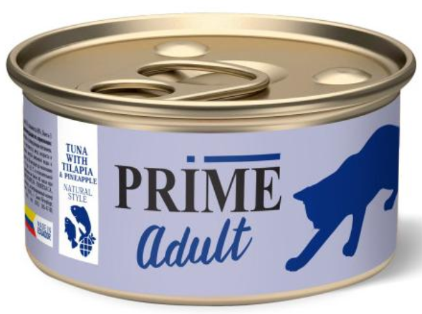 PRIME ADULT для кошек (тунец с тилапией и ананасом в собственном соку), 85 г