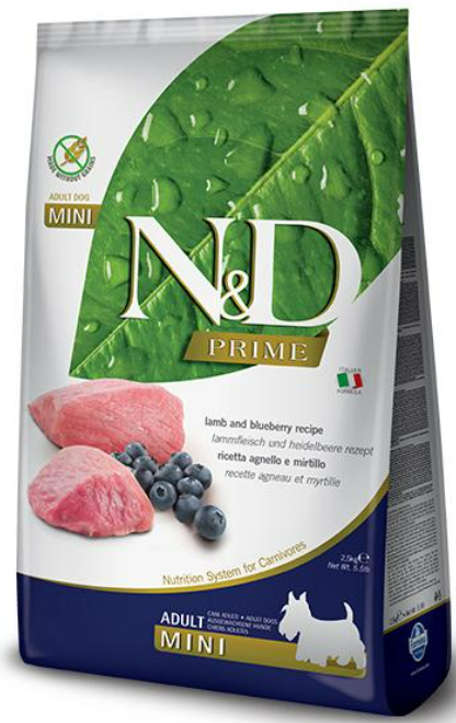 Farmina N&D Prime GF для мелких пород (ягненок и черника), 2.5 кг