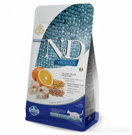 Farmina N&D LG Ocean для кошек (треска и апельсин), 300 г