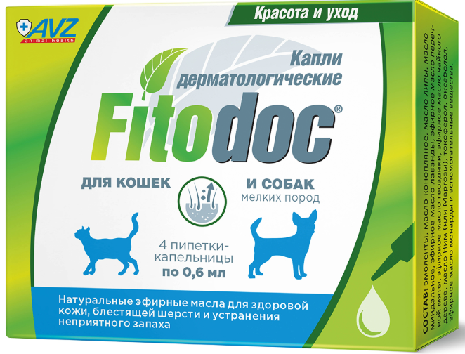 Агроветзащита Fitodoc капли дерматологические для собак мелких пород и кошек, 1 пип