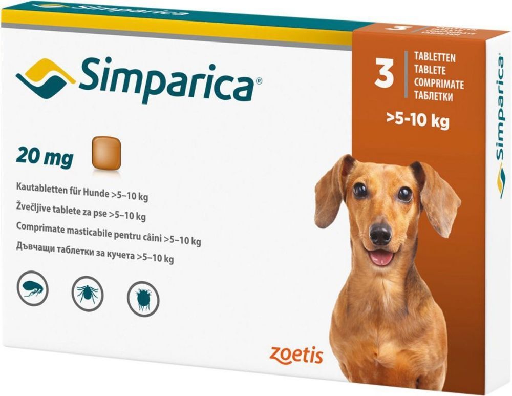 Симпарика для собак 5.1 - 10 кг, 20 мг