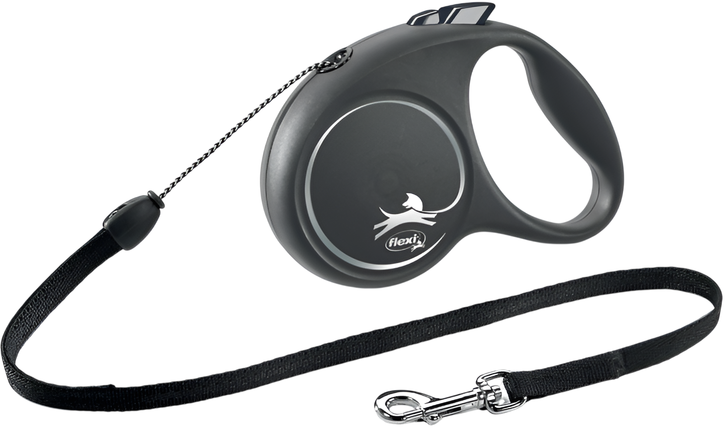 Flexi Black Desing 3 м поводок - рулетка трос (черный/серебро), XS
