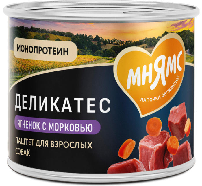 Мнямс Деликатес "Клефтико по-афински" для собак (ягнёнок с морковью), 200 г