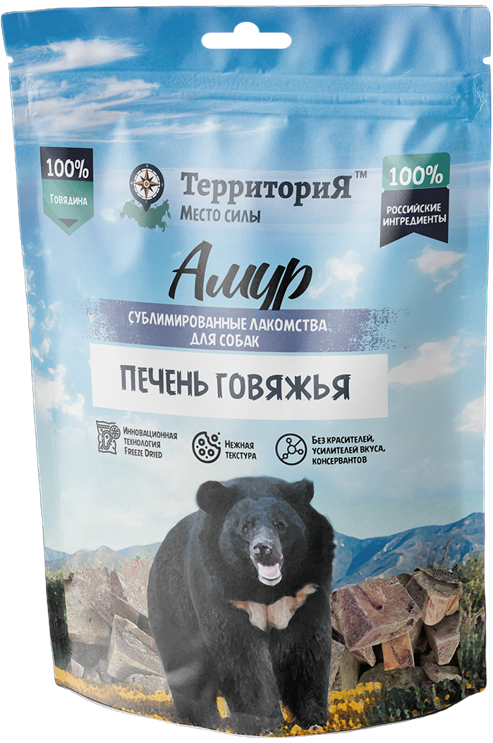 Печень говяжья ТерриториЯ Амур лакомство сублимированное д/собак,70г