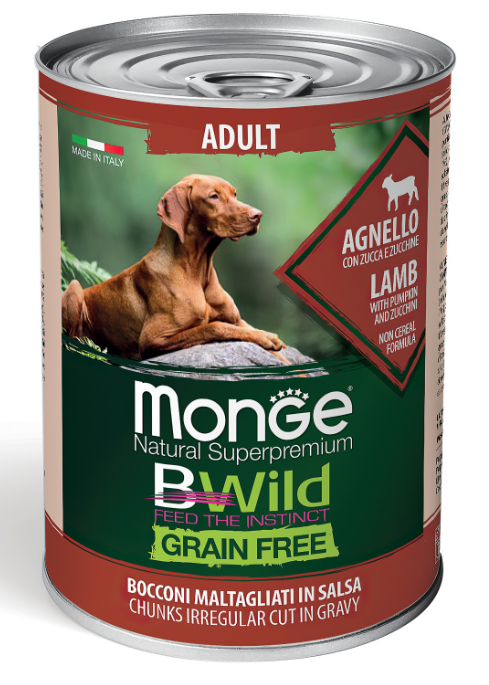 Monge BWild GrainFree для собак (ягненок с тыквой и кабачками), 400 г