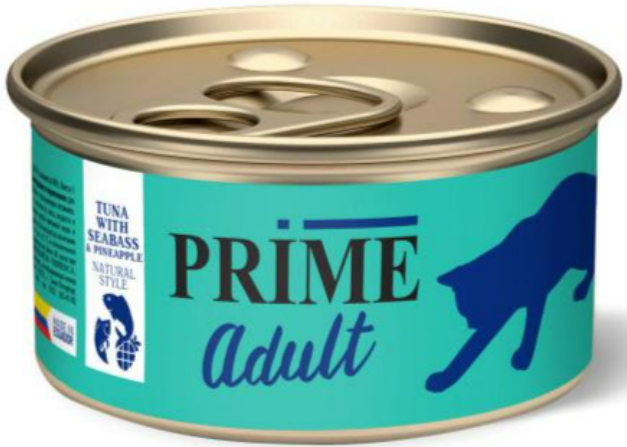  PRIME ADULT для кошек (тунец с сибасом и ананасом в собственном соку), 85 г
